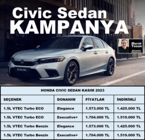 Honda Civic Fiyat Listesi Kasım 2023