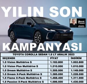 Toyota Corolla Sedan Kampanya Aralık 2023
