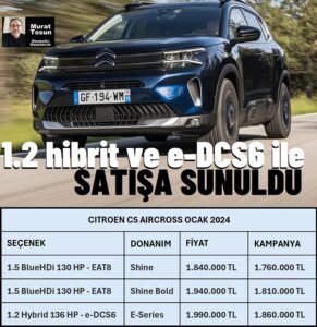 Citroen C5 Aircross Fiyat Listesi 2024